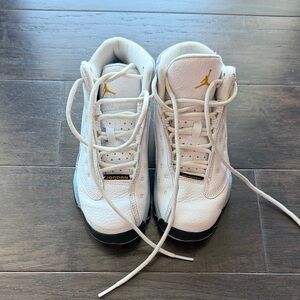 Air Jordan 13 Retro Kids White and Gold Sneakers